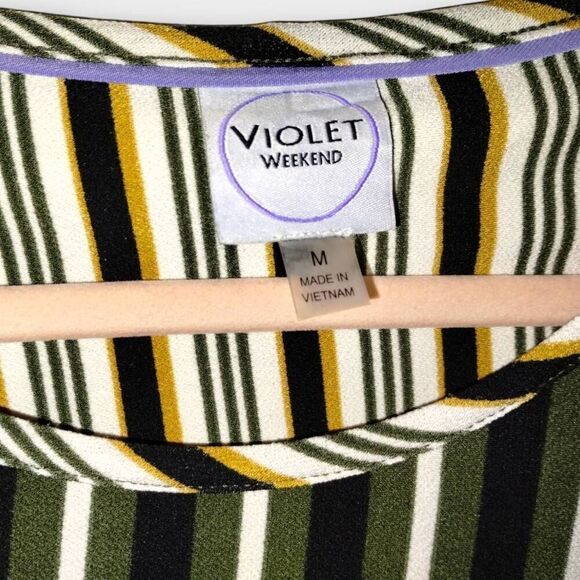 Violet Weekend Womens Dress Sz Medium Navy Knit Stripes Color‎ Block Classicore - Picture 5 of 10